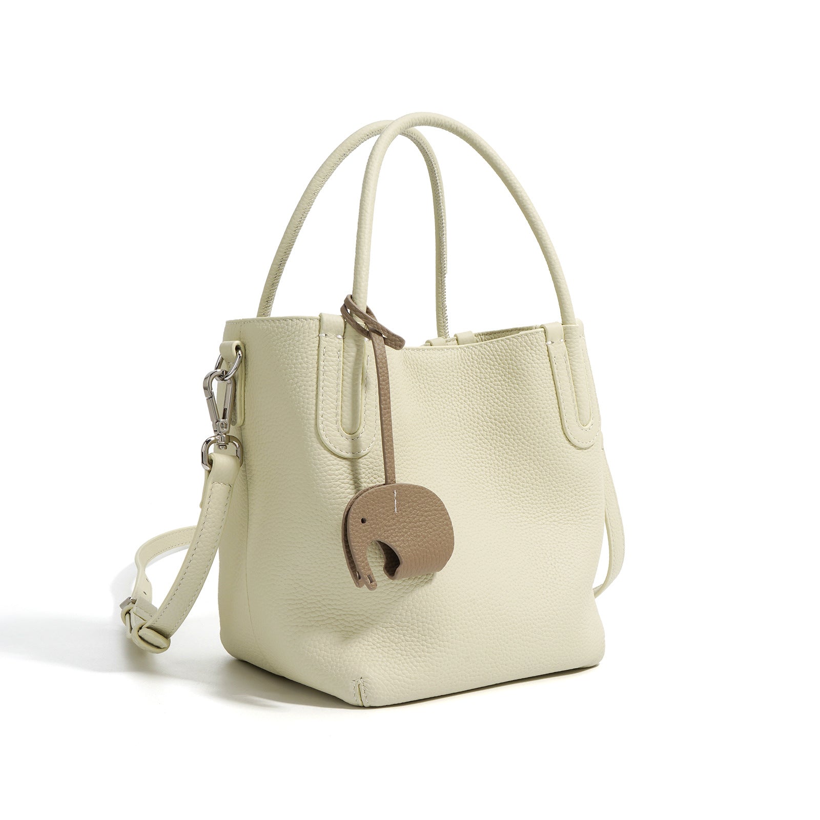Textured Cowhide Vegetable Basket Bag - Simple Versatile Commuter Bucket Bag