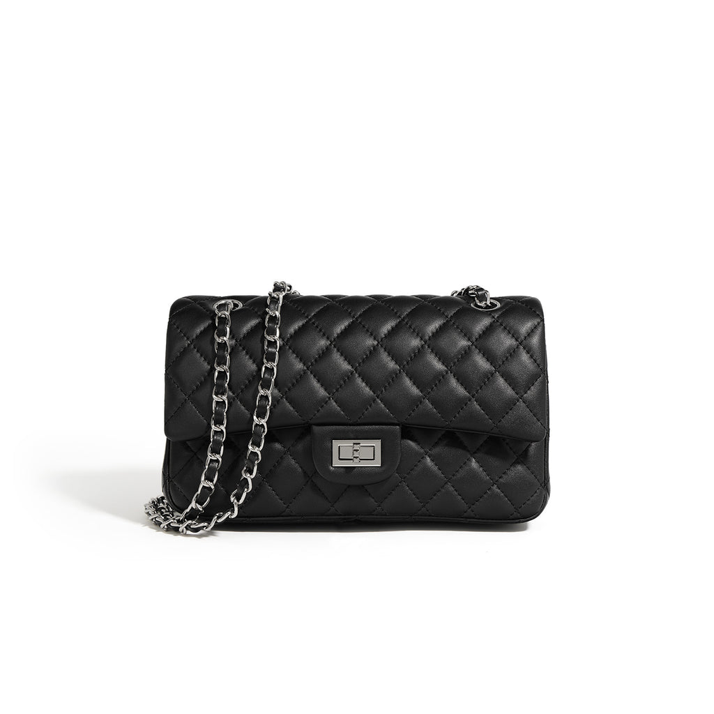 Sheepskin Chanel Style Bag - Textured Rhombic Chain Shoulder Crossbody 2025