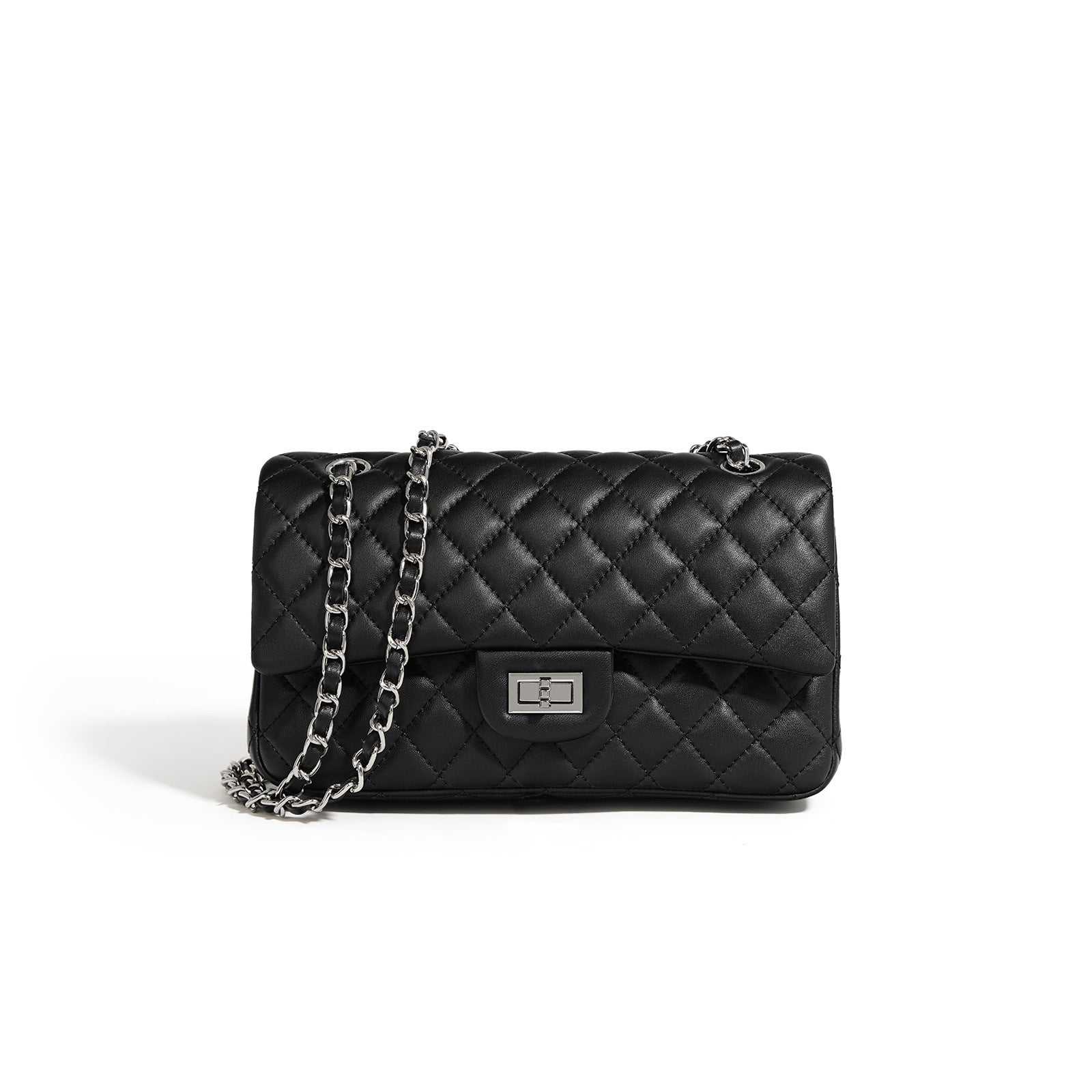 Sheepskin Chanel Style Bag - Textured Rhombic Chain Shoulder Crossbody 2025