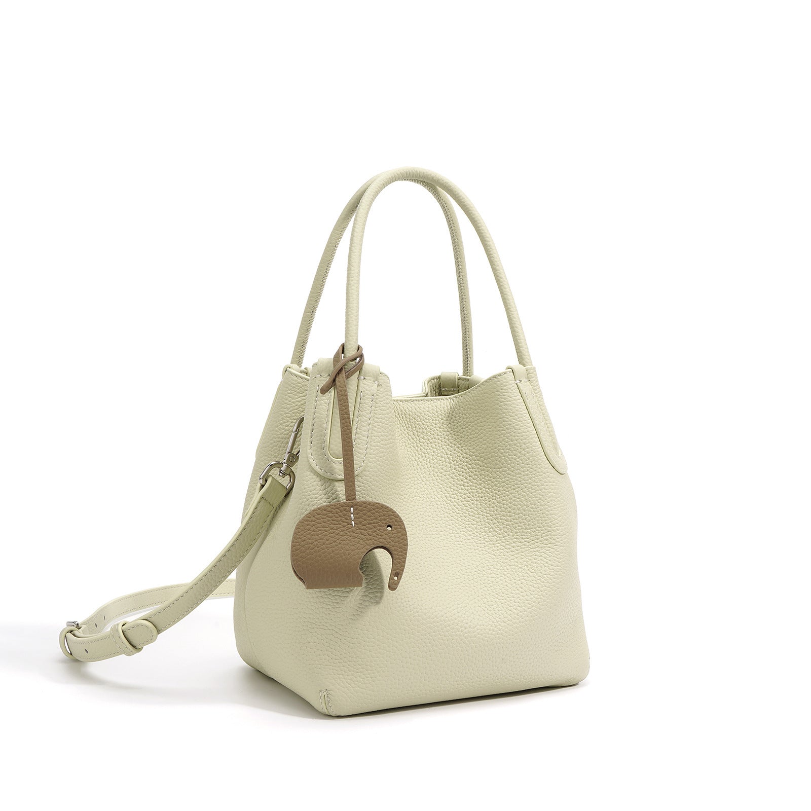 Textured Cowhide Vegetable Basket Bag - Simple Versatile Commuter Bucket Bag