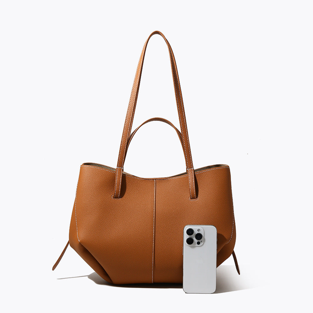 Top Layer Cowhide Tote - High-end Light Luxury Crossbody Handbag