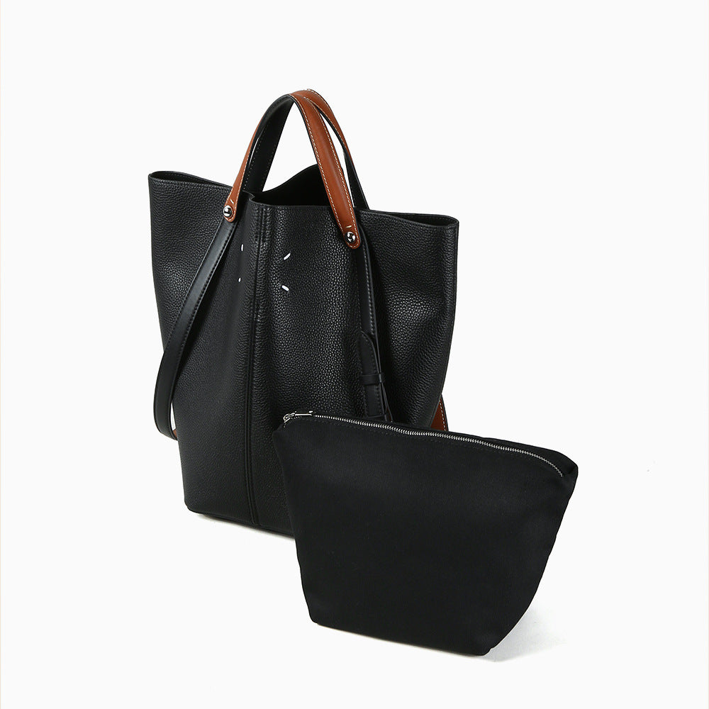 Bucket Bag Leather Tote - Large Capacity Vegetable Basket Shoulder Bag