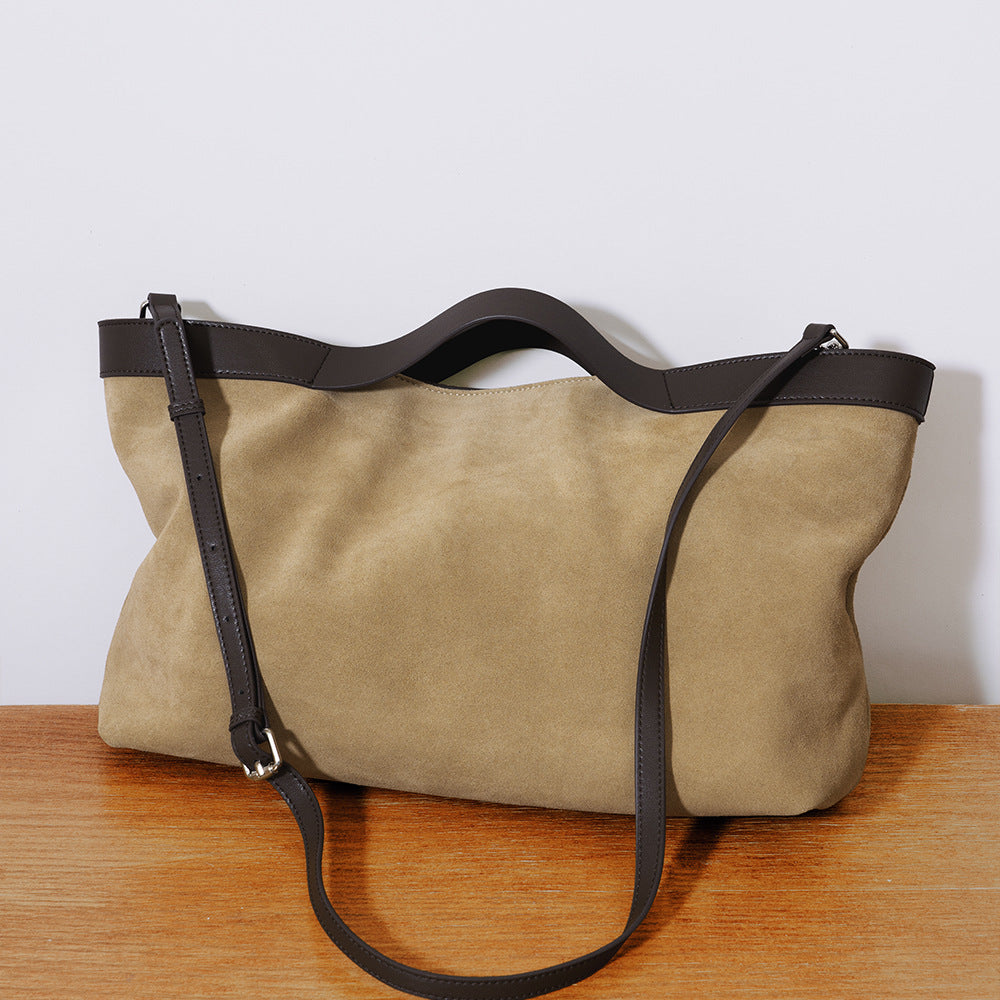 Vintage Leather Tote Bag - Genuine Cowhide Shoulder Handbag Autumn Winter