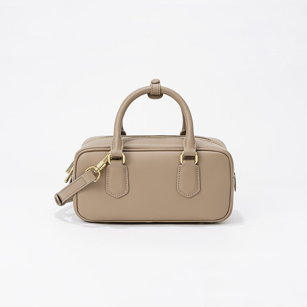Boston Bowling Bag - Genuine Leather Pillow Crossbody Handbag