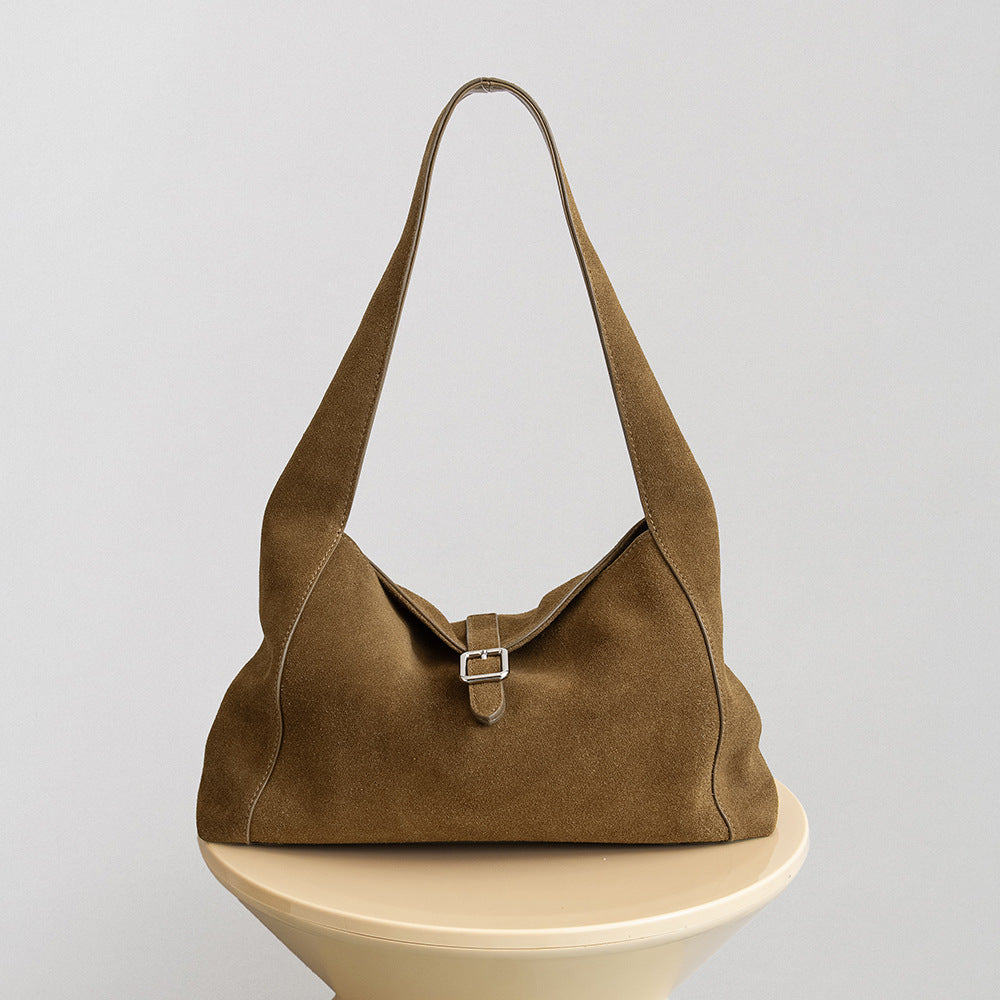 Frosted Cowhide Bag - Light Luxury Leather Shoulder Crossbody Tote