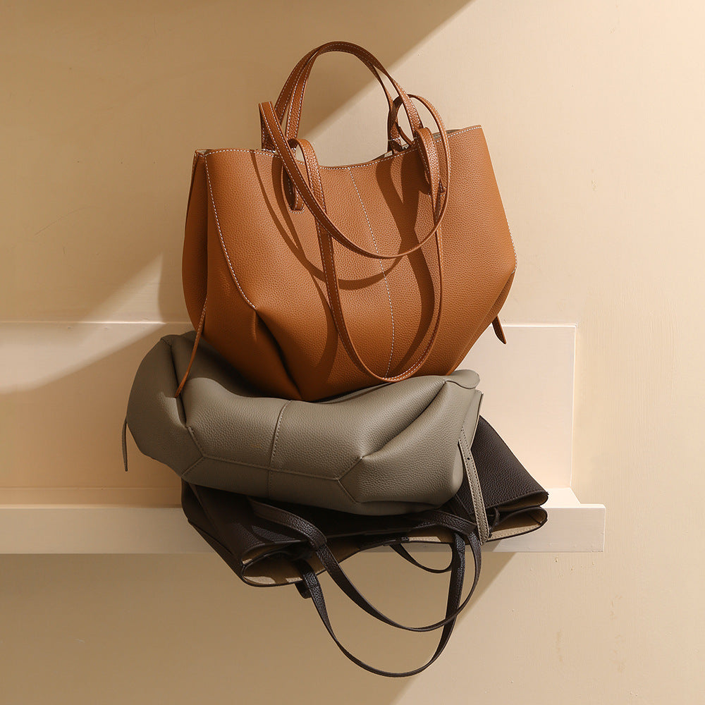 Top Layer Cowhide Tote - High-end Light Luxury Crossbody Handbag