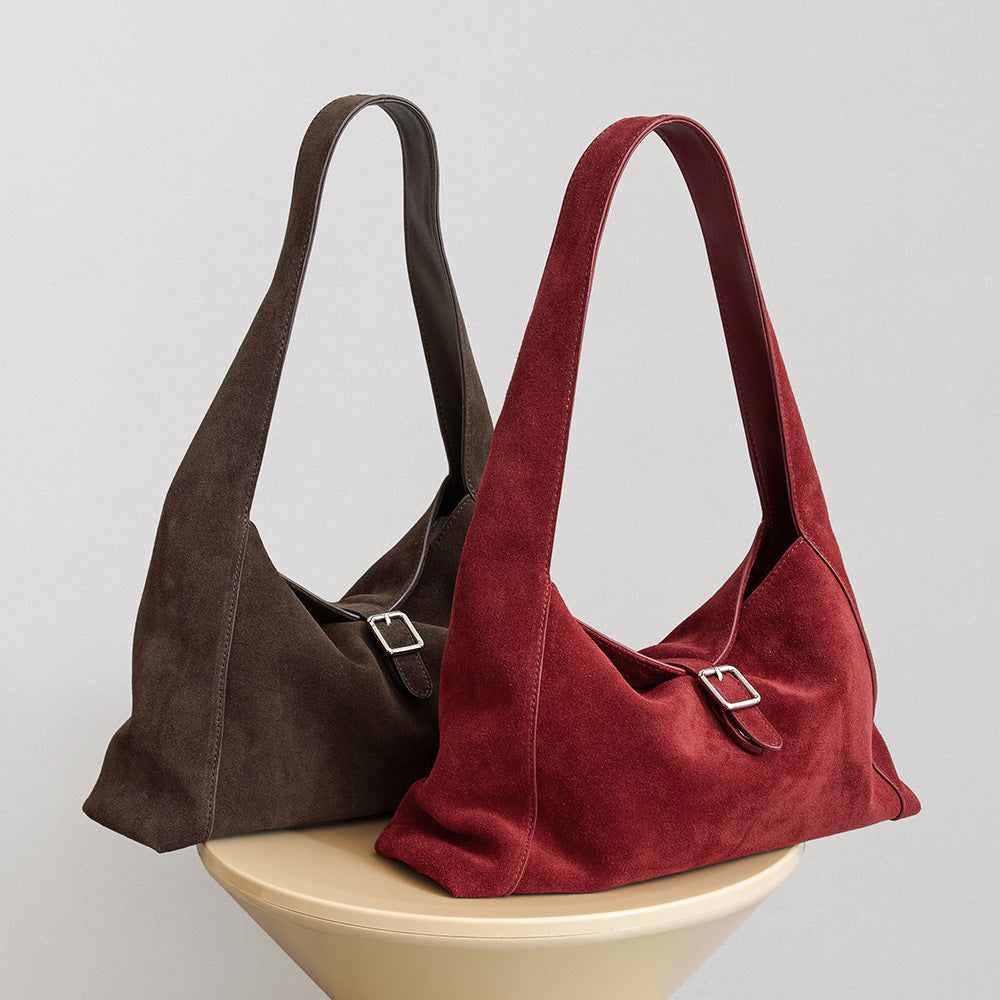 Frosted Cowhide Bag - Light Luxury Leather Shoulder Crossbody Tote