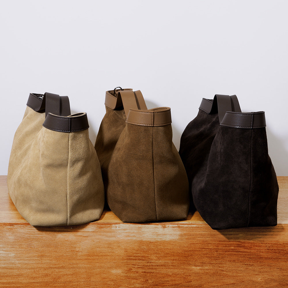 Vintage Leather Tote Bag - Genuine Cowhide Shoulder Handbag Autumn Winter