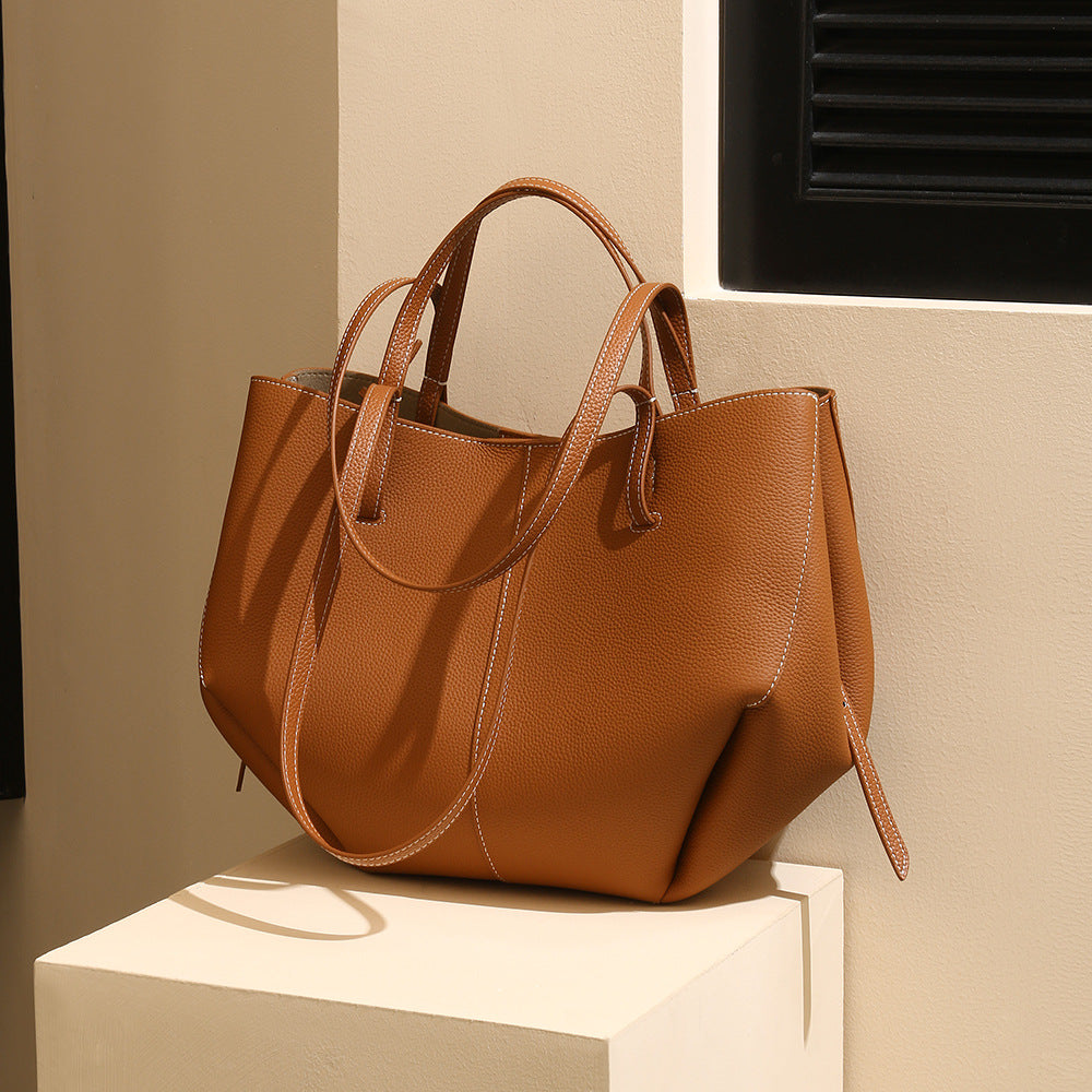 Top Layer Cowhide Tote - High-end Light Luxury Crossbody Handbag