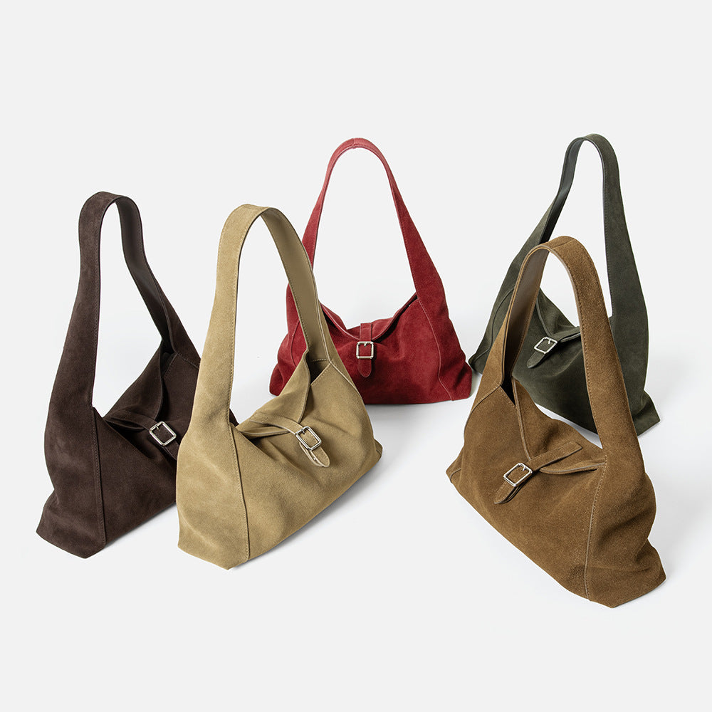 Frosted Cowhide Bag - Light Luxury Leather Shoulder Crossbody Tote