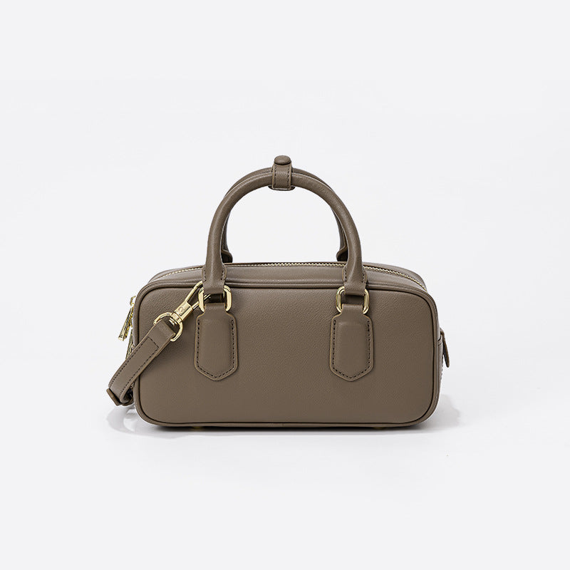 Boston Bowling Bag - Genuine Leather Pillow Crossbody Handbag