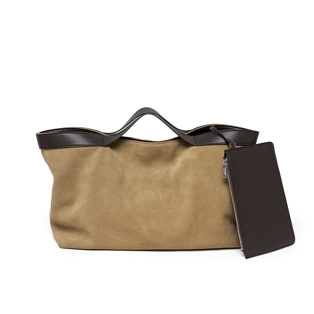 Vintage Leather Tote Bag - Genuine Cowhide Shoulder Handbag Autumn Winter