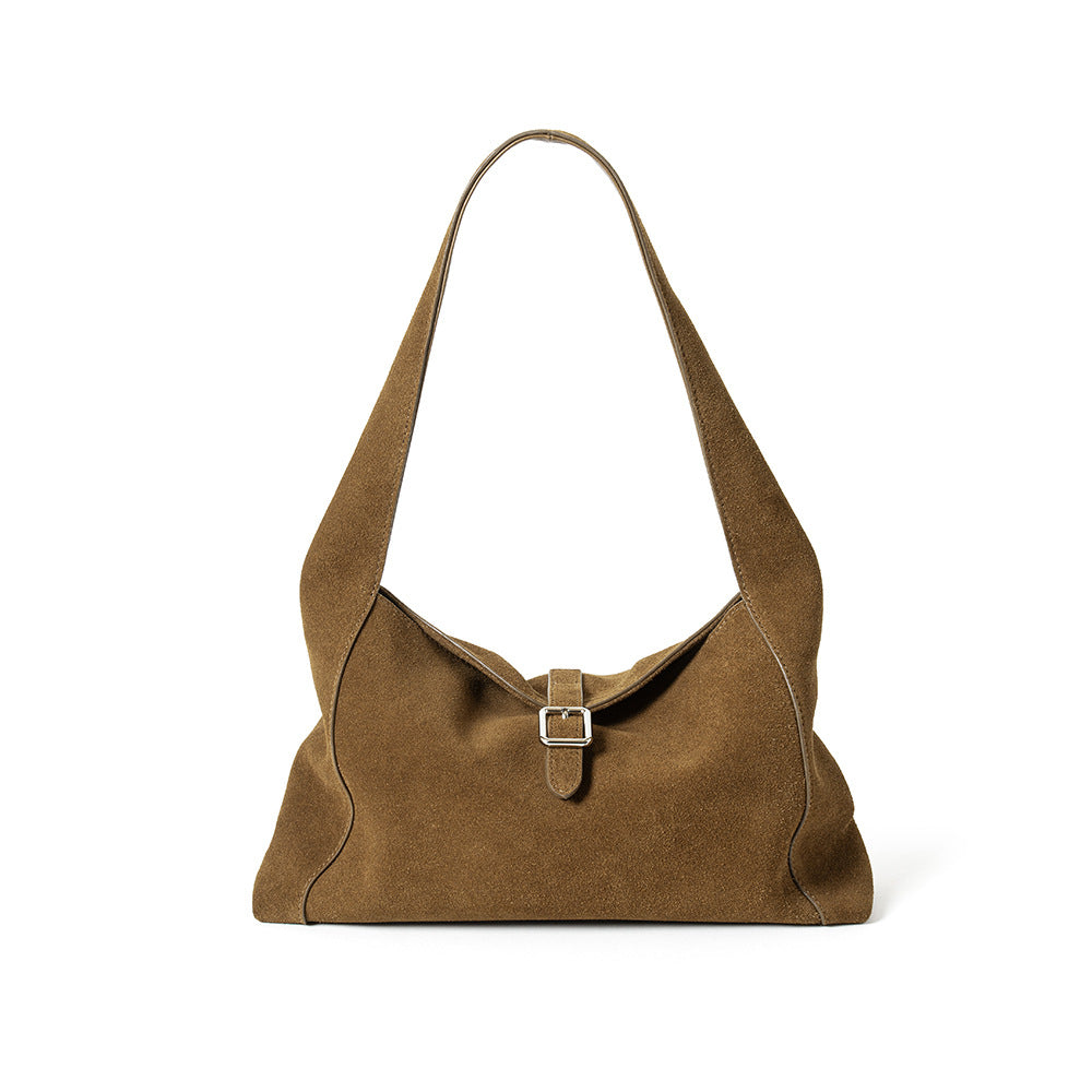 Frosted Cowhide Bag - Light Luxury Leather Shoulder Crossbody Tote
