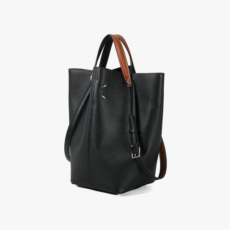 Bucket Bag Leather Tote - Large Capacity Vegetable Basket Shoulder Bag