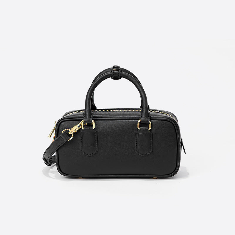 Boston Bowling Bag - Genuine Leather Pillow Crossbody Handbag
