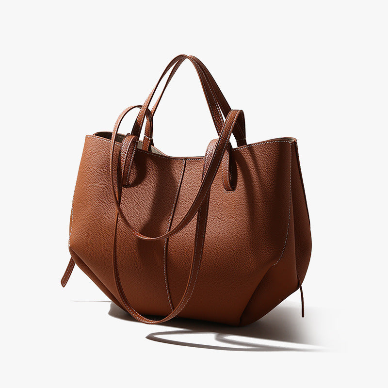 Top Layer Cowhide Tote - High-end Light Luxury Crossbody Handbag