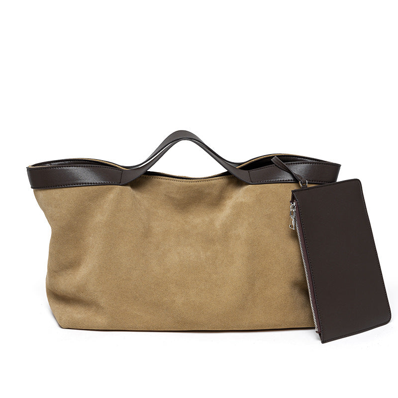 Vintage Leather Tote Bag - Genuine Cowhide Shoulder Handbag Autumn Winter