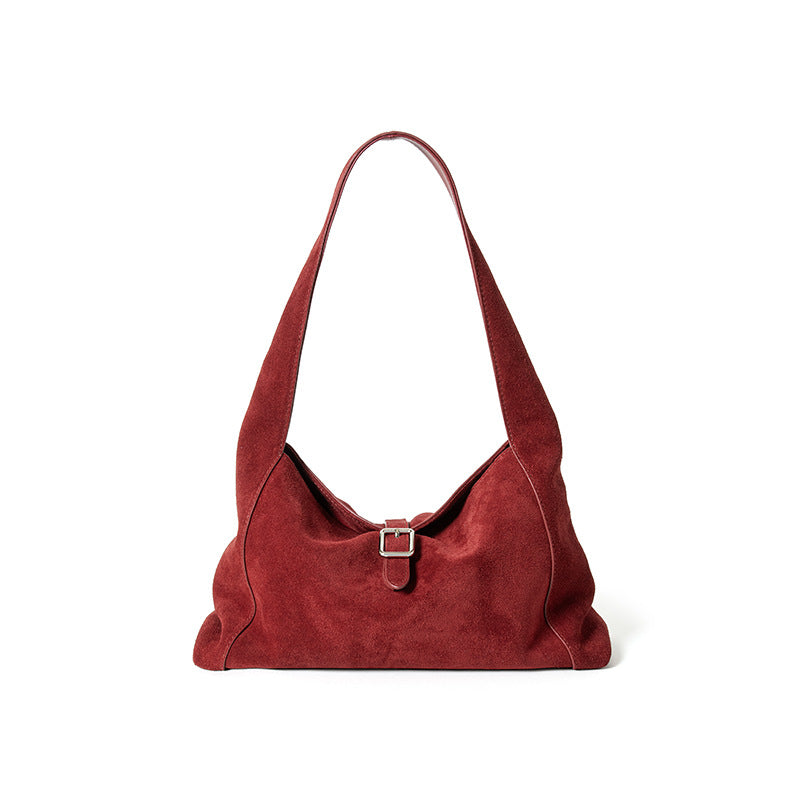 Frosted Cowhide Bag - Light Luxury Leather Shoulder Crossbody Tote