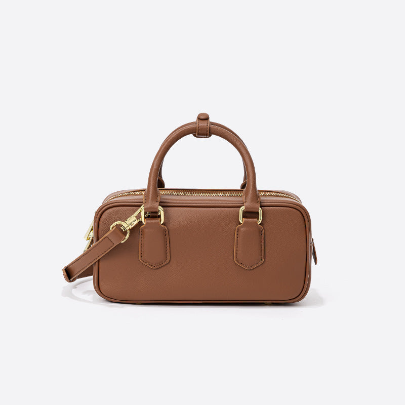 Boston Bowling Bag - Genuine Leather Pillow Crossbody Handbag