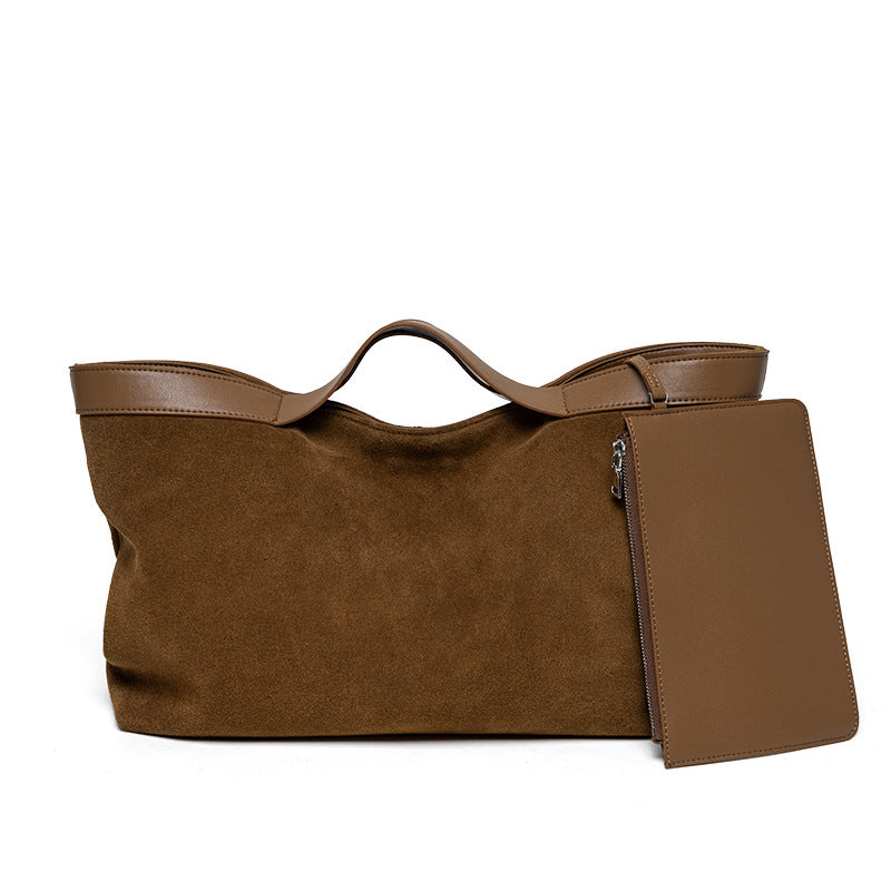 Vintage Leather Tote Bag - Genuine Cowhide Shoulder Handbag Autumn Winter
