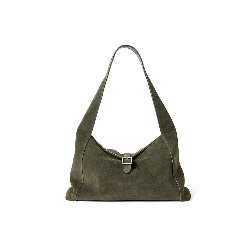 Frosted Cowhide Bag - Light Luxury Leather Shoulder Crossbody Tote