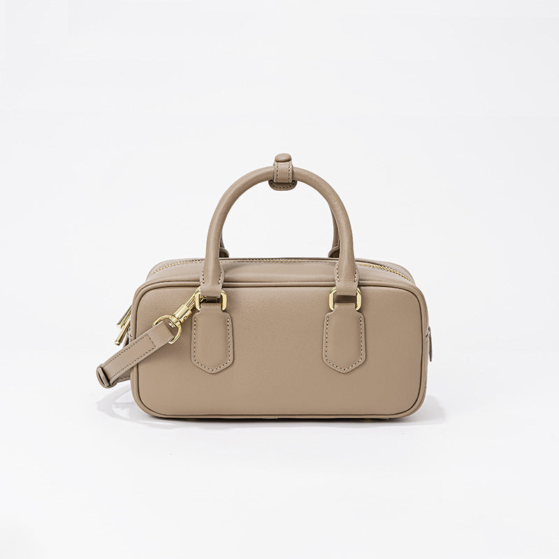 Boston Bowling Bag - Genuine Leather Pillow Crossbody Handbag