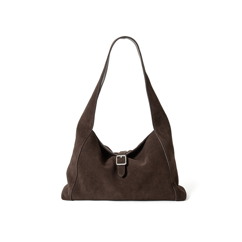 Frosted Cowhide Bag - Light Luxury Leather Shoulder Crossbody Tote