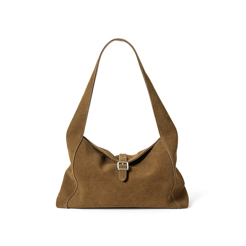 Frosted Cowhide Bag - Light Luxury Leather Shoulder Crossbody Tote