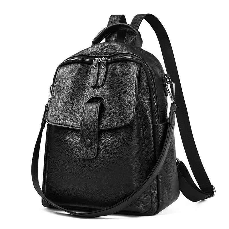 Thickened Leather Backpack Women - Soft Cowhide Large Capacity Bag