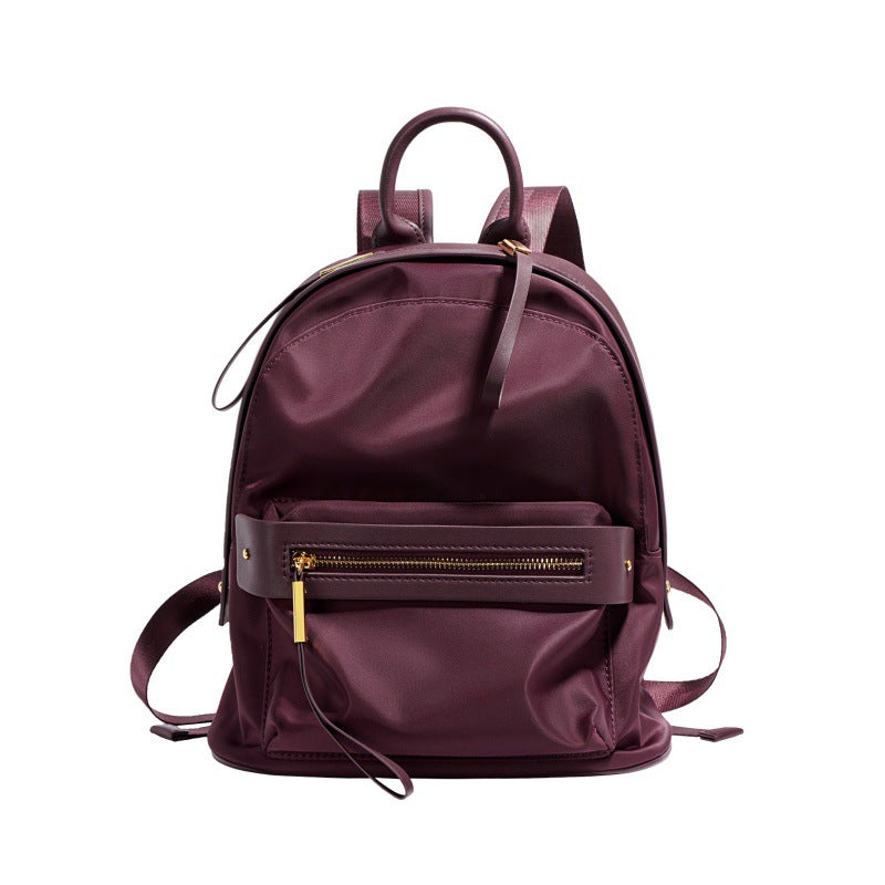 Cowhide Nylon Backpack Women - Korean Fashion Small Travel Schoolbag 2025