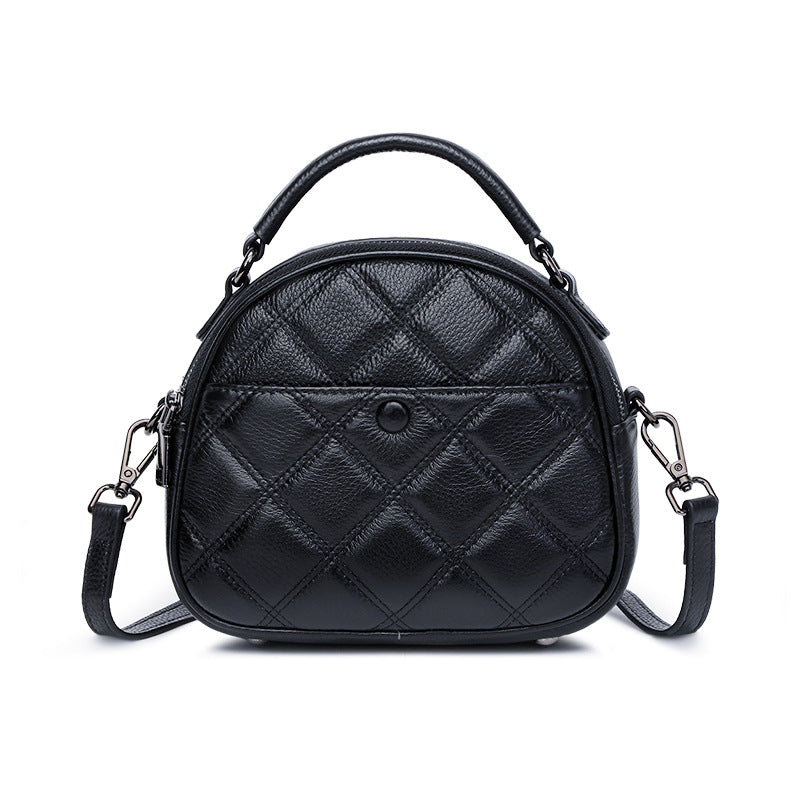 Rhombic Leather Bag Women - High-end Multi-function Cowhide Crossbody 2025