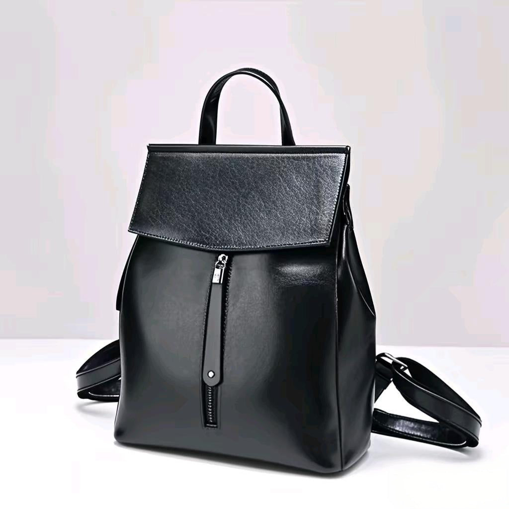 Retro Leather Backpack Women - European Fashion Oil Wax Cowhide Schoolbag