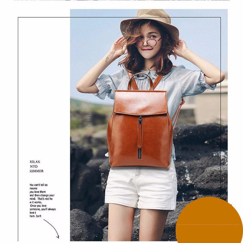Retro Leather Backpack Women - European Fashion Oil Wax Cowhide Schoolbag