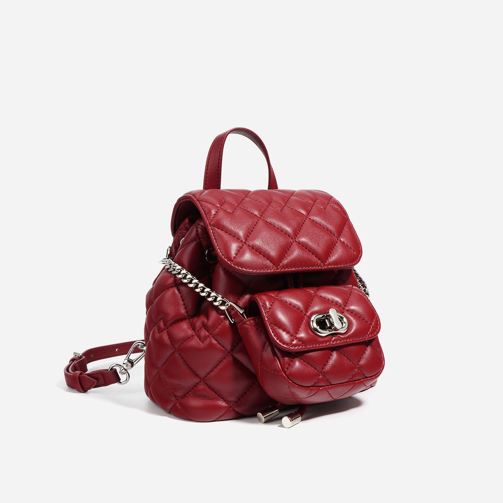 Chanel Style Rhombic Backpack - High-end Niche Small Travel Bag 2025
