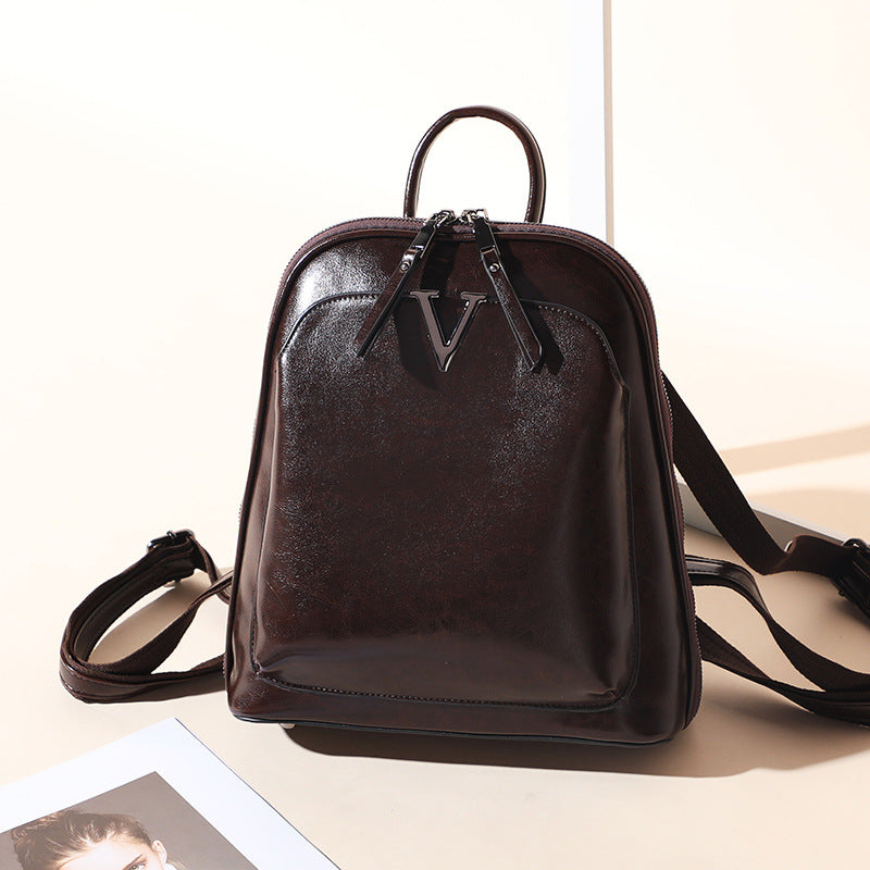 Multifunctional Leather Backpack Women - Genuine Cowhide Bag