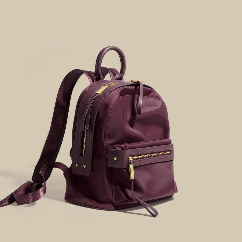 Cowhide Nylon Backpack Women - Korean Fashion Small Travel Schoolbag 2025