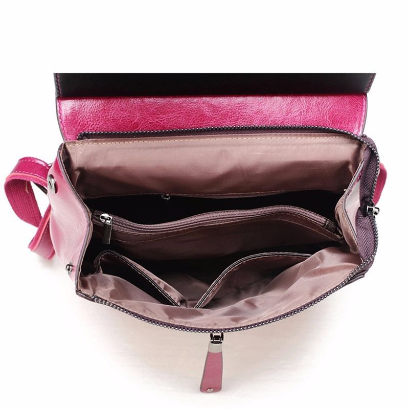 Retro Leather Backpack Women - European Fashion Oil Wax Cowhide Schoolbag