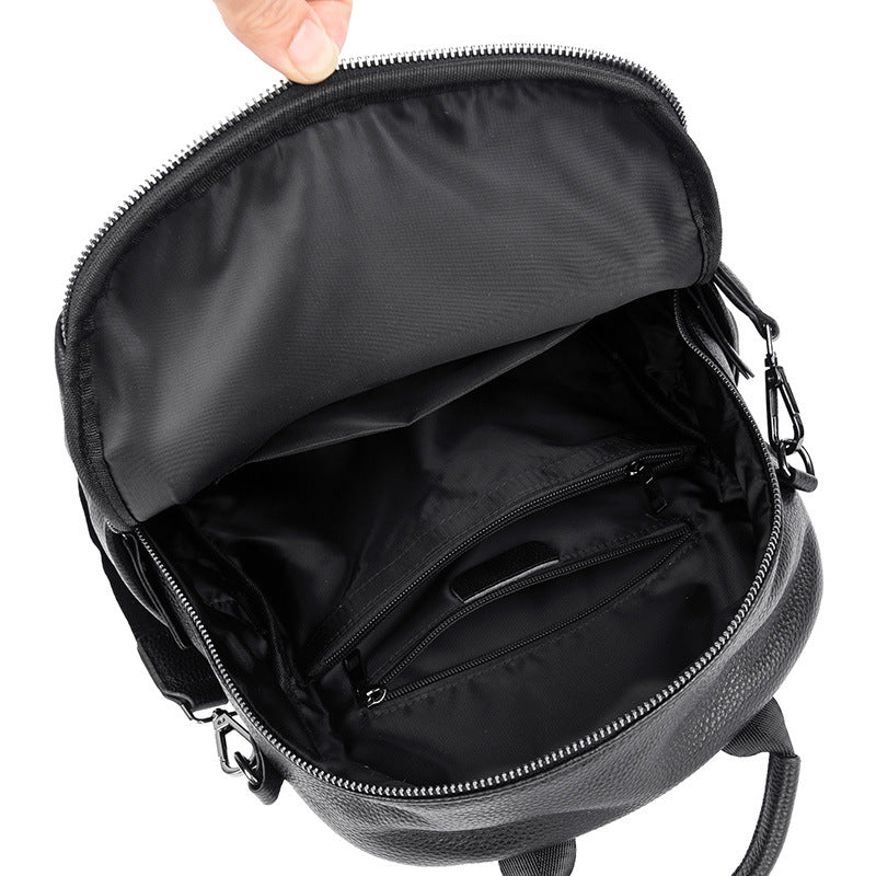 Thickened Leather Backpack Women - Soft Cowhide Large Capacity Bag