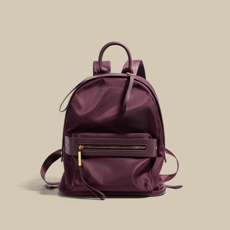 Cowhide Nylon Backpack Women - Korean Fashion Small Travel Schoolbag 2025