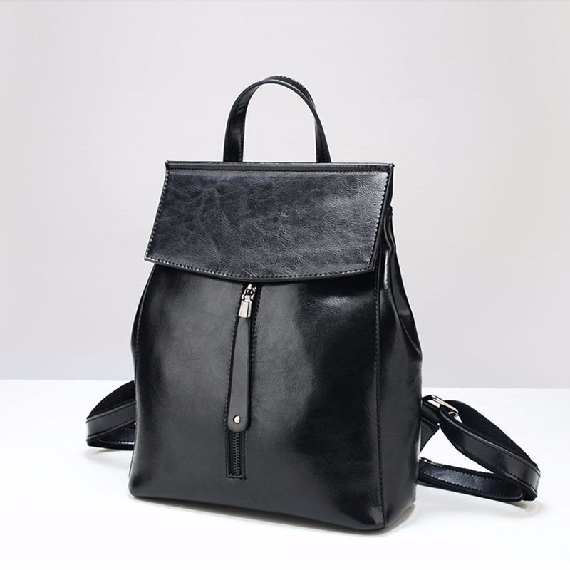 Retro Leather Backpack Women - European Fashion Oil Wax Cowhide Schoolbag