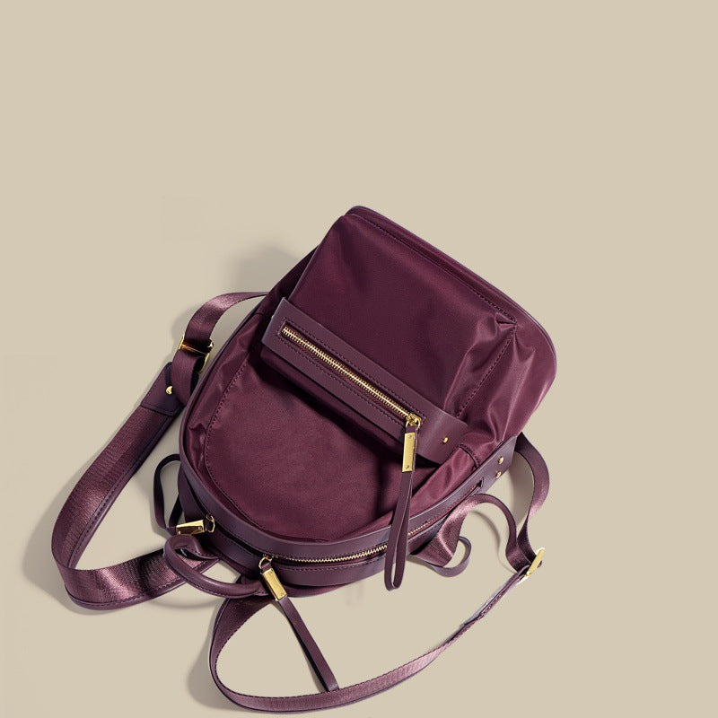 Cowhide Nylon Backpack Women - Korean Fashion Small Travel Schoolbag 2025