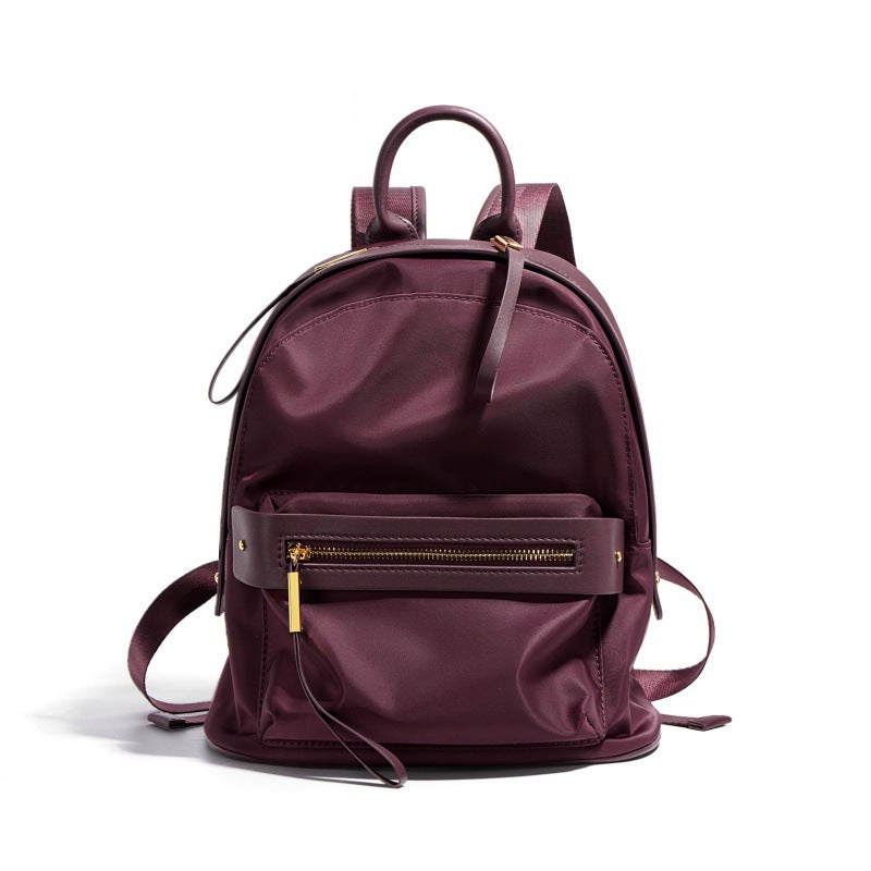 Cowhide Nylon Backpack Women - Korean Fashion Small Travel Schoolbag 2025