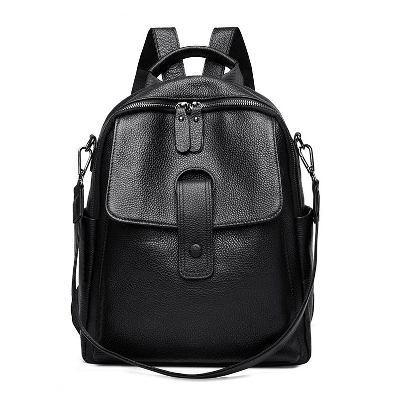 Thickened Leather Backpack Women - Soft Cowhide Large Capacity Bag