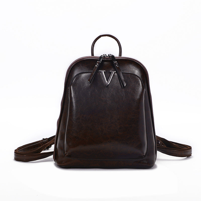 Multifunctional Leather Backpack Women - Genuine Cowhide Bag