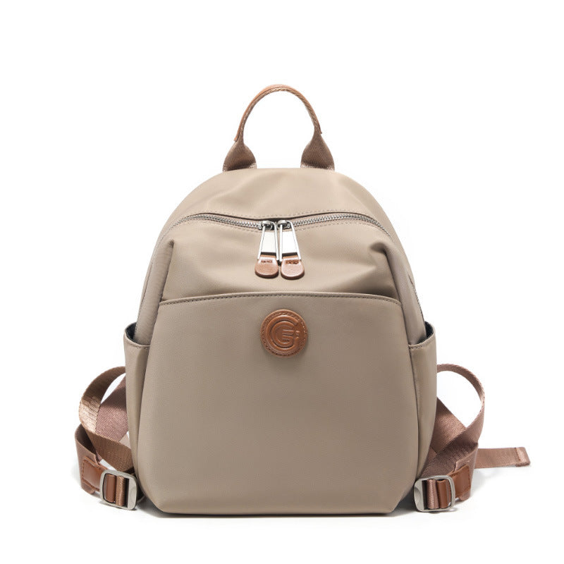 Oxford Cloth Cowhide Backpack - Multi-compartment Splash-proof Commuter Bag
