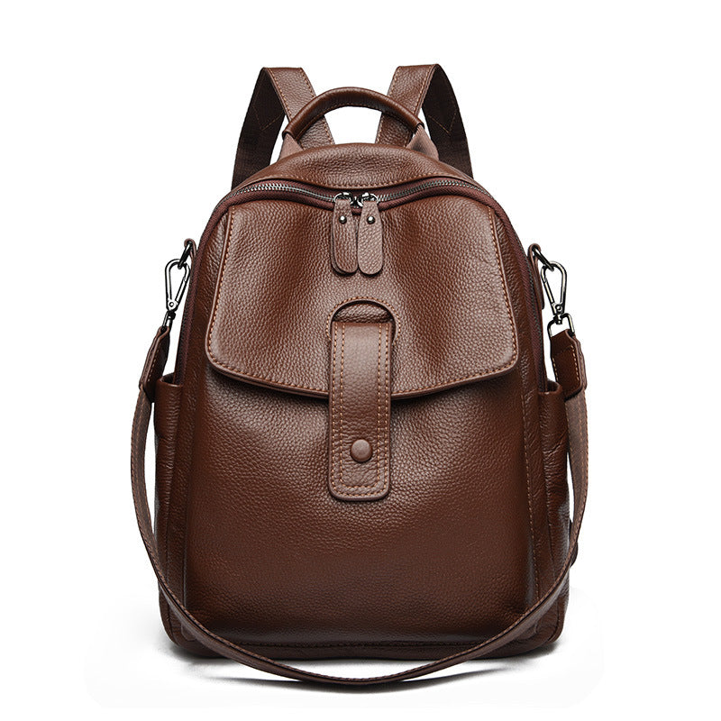 Thickened Leather Backpack Women - Soft Cowhide Large Capacity Bag
