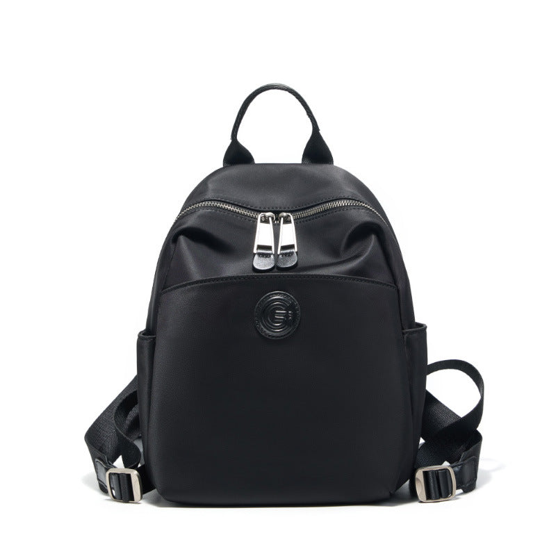 Oxford Cloth Cowhide Backpack - Multi-compartment Splash-proof Commuter Bag