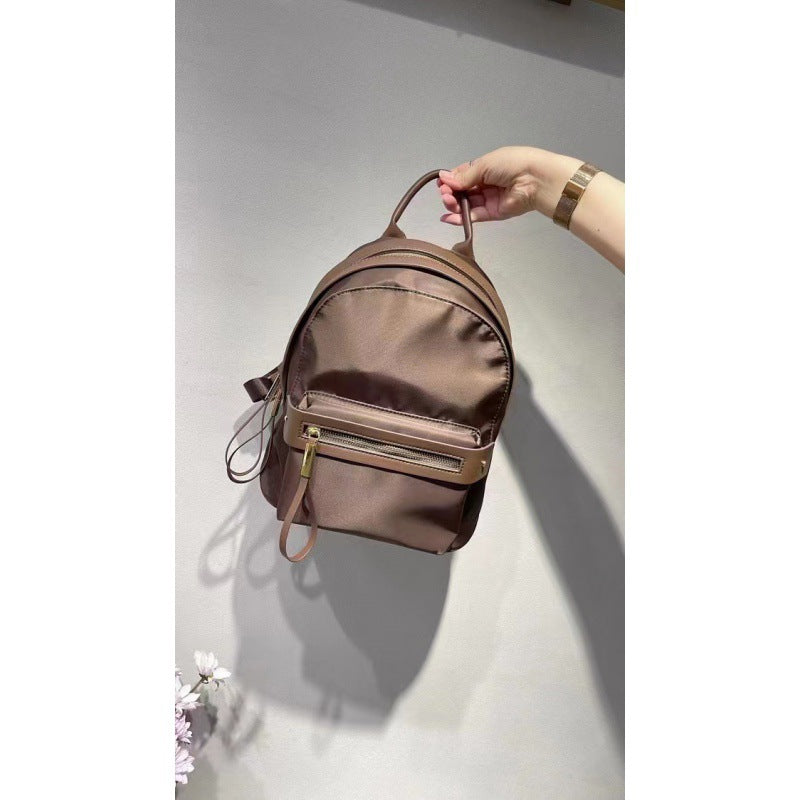 Cowhide Nylon Backpack Women - Korean Fashion Small Travel Schoolbag 2025