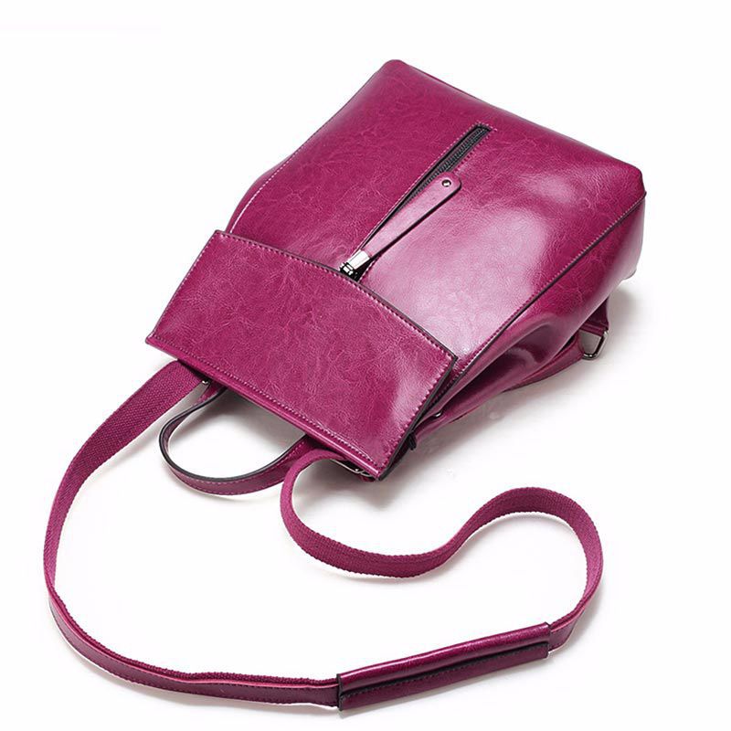 Retro Leather Backpack Women - European Fashion Oil Wax Cowhide Schoolbag