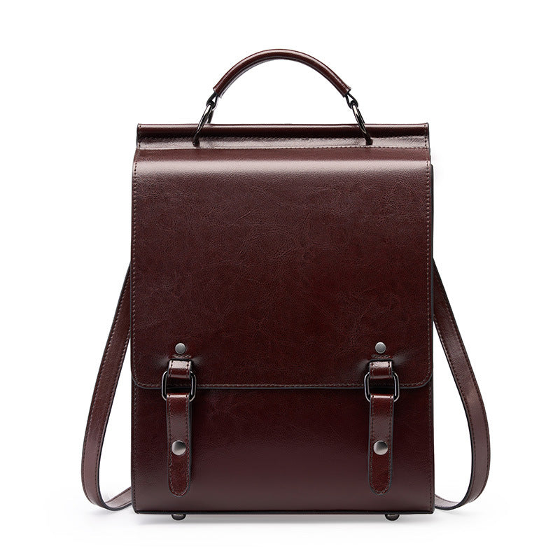 British Academy Leather Backpack - Retro College Student Computer Bag 2025